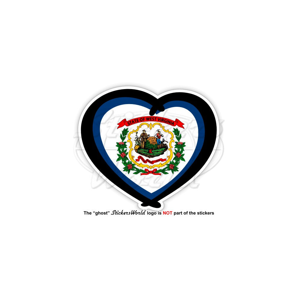 West Virginia Heart Flag, The Mountain State Love Usa 150Mm Bumper Sticker Decal 691024830201