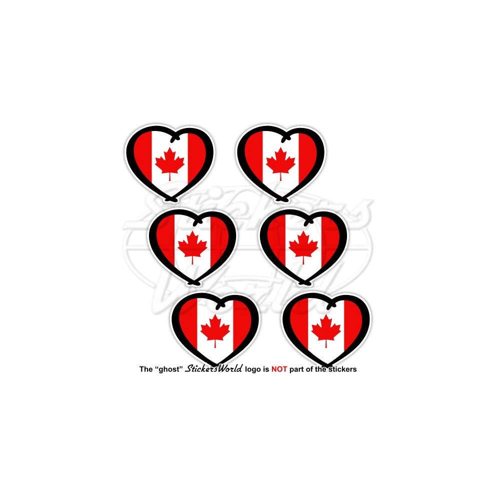 Canada Heart, Canadian Maple Leaf 40Mm (1.6") Vinyl Stickers, Decals X6 691024830263
