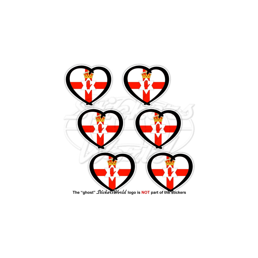 Northern Ireland Ulster Banner Heart, Tuaisceart ÃIreann 40Mm Stickers Decals X6 691024830379