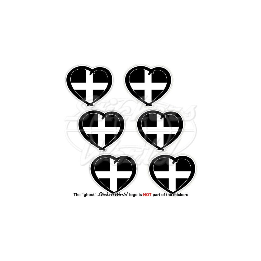 Cornwall Heart, Kolonn Kernow, Cornish Flag Love 40Mm Vinyl Stickers, Decals X6 691024830287