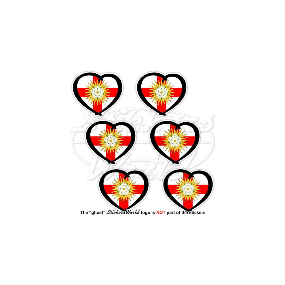 West Yorkshire County Heart, Rose Of York Love 40Mm Stickers, Decals X6 White 691024830492