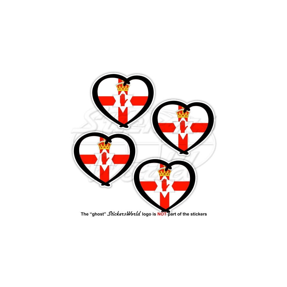 Northern Ireland Ulster Banner Heart, Tuaisceart ÃIreann 50Mm Stickers Decals X4 691024829861