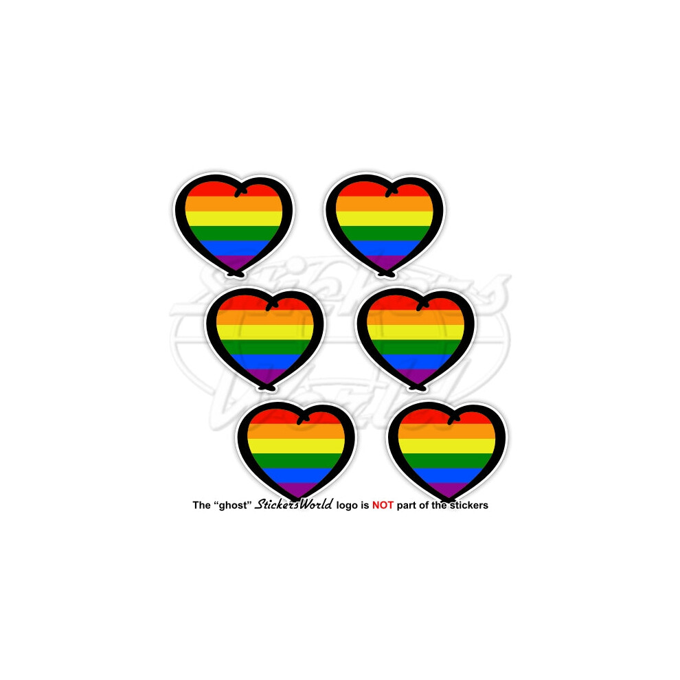 Gay Pride Rainbow Heart Lgbt Movement Lesbian Bisexual 40Mm Stickers, Decals X6 691024830324