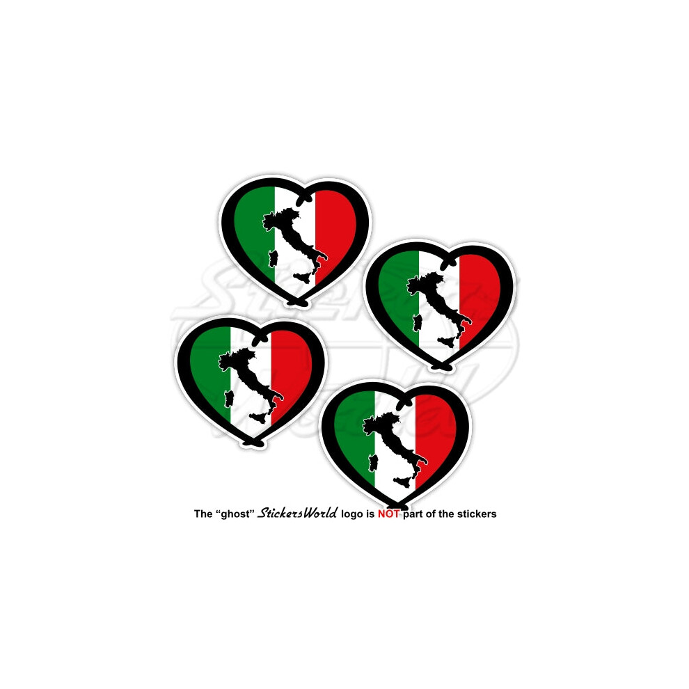Italy Heart Cuore Italiano Italian Flag-Map Shape 50Mm Bumper Stickers Decals X4 691024829830