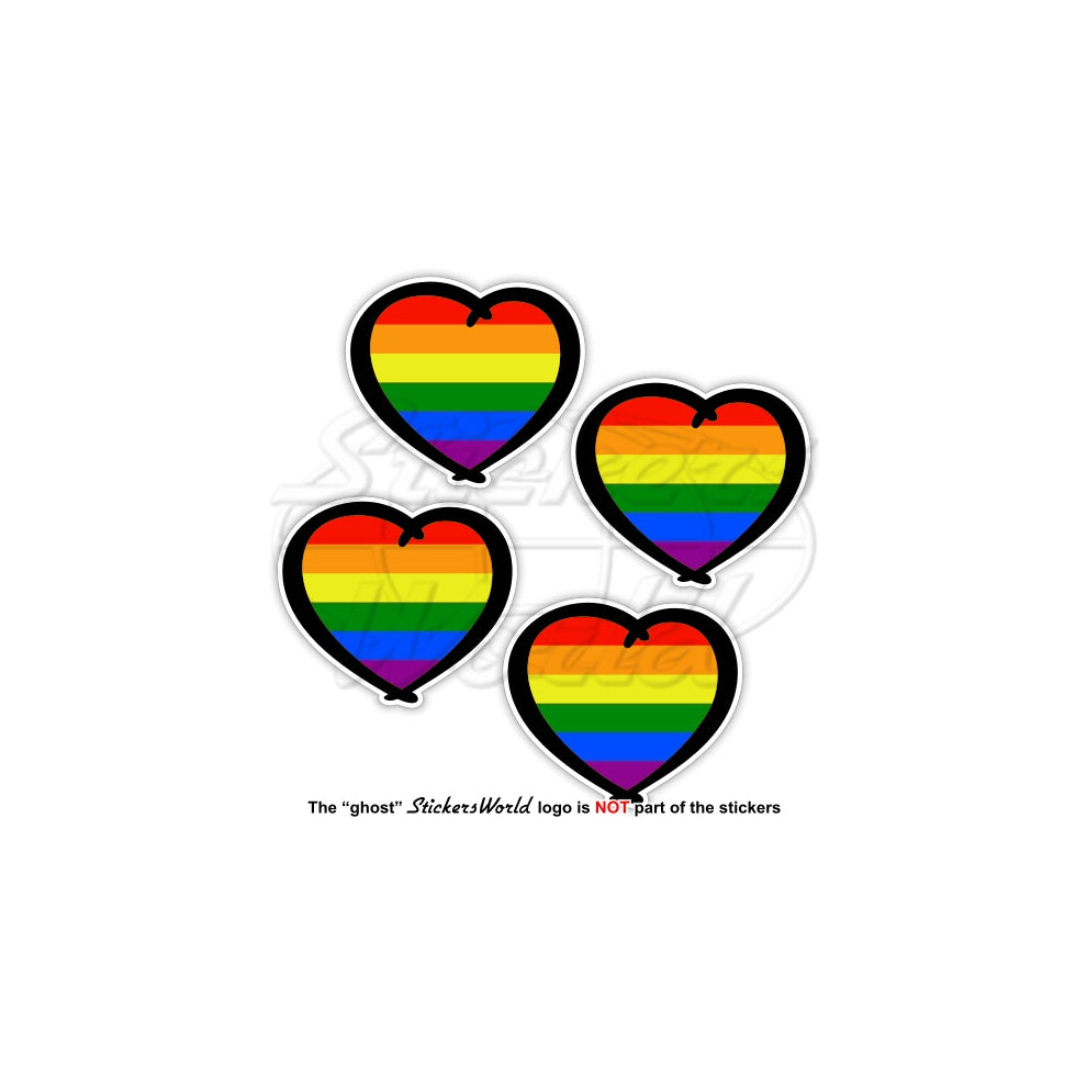 Gay Pride Rainbow Heart Lgbt Movement Lesbian Bisexual 50Mm Stickers, Decals X4 691024829816