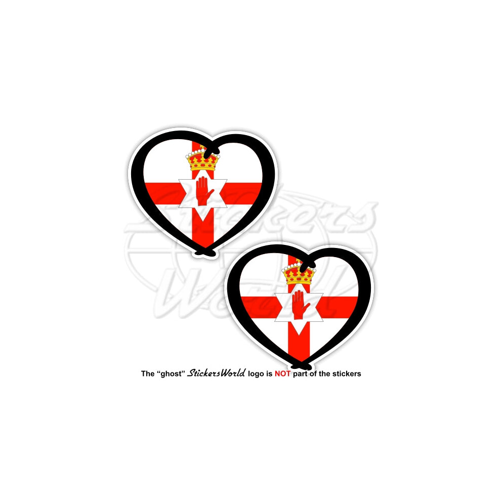 Northern Ireland Ulster Banner Heart, Tuaisceart ÃIreann 75Mm Stickers Decals X2 691024829113