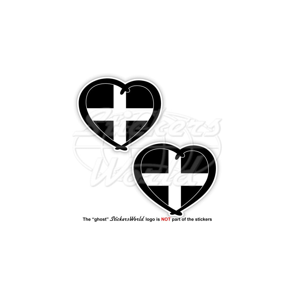 Cornwall Heart, Kolonn Kernow, Cornish Flag Love 75Mm Vinyl Stickers, Decals X2 691024829021