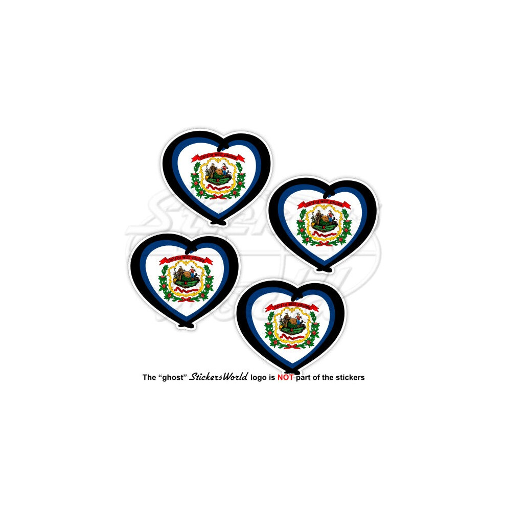 West Virginia Heart Flag, The Mountain State Love Usa 50Mm Stickers, Decals X4 691024829977