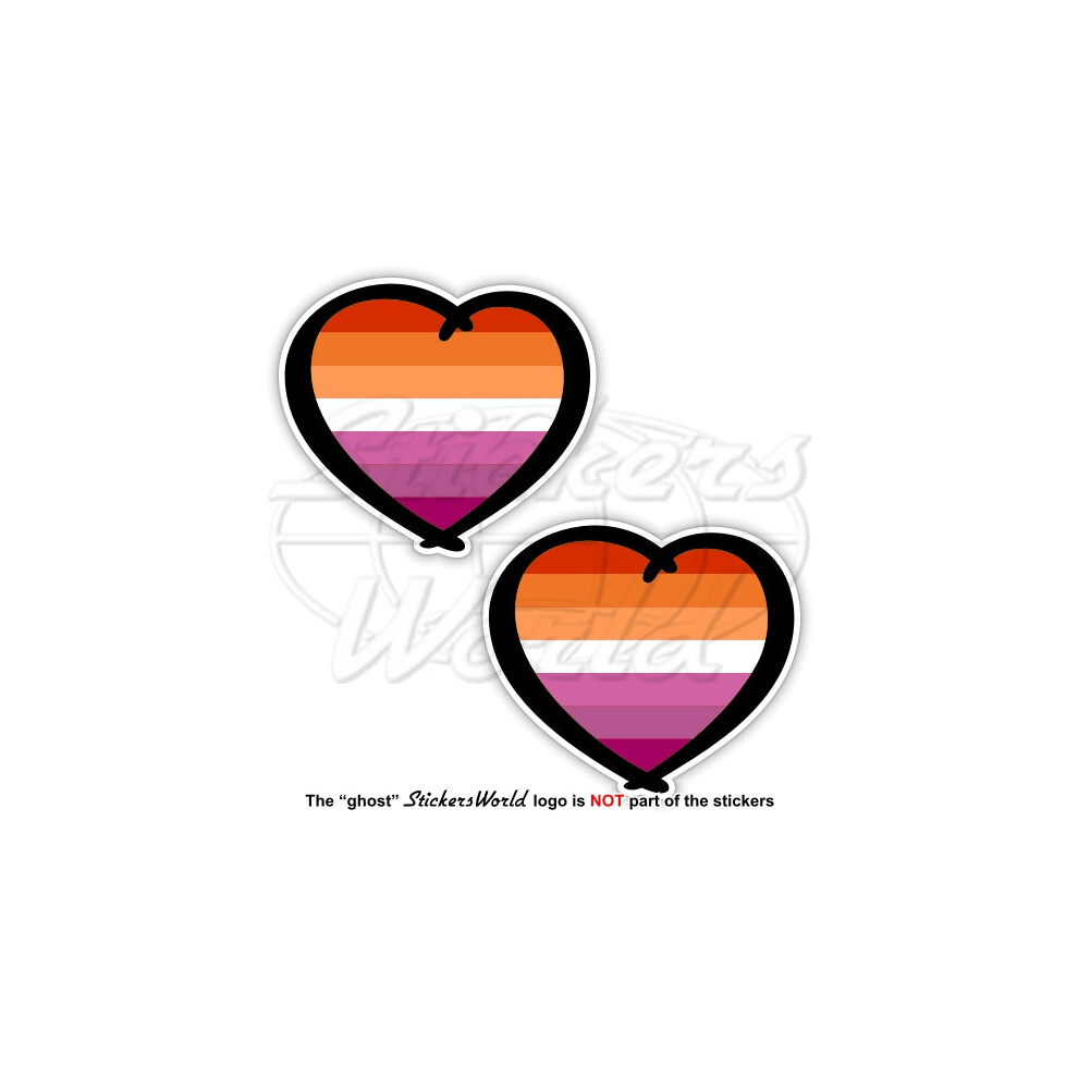 Lesbian Pride Heart Lgbt Movement Gay Bisexual 75Mm Vinyl Stickers, Decals X2 691024829090