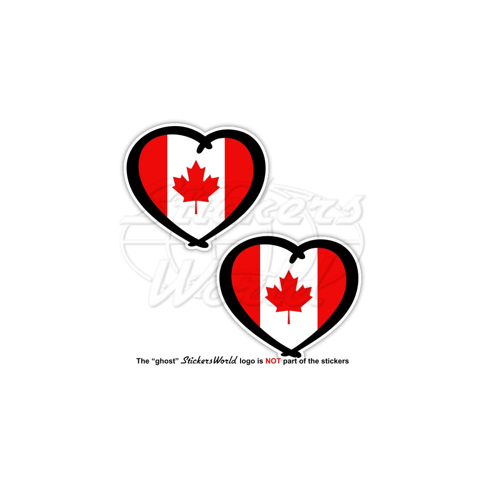 Canada Heart, Canadian Maple Leaf 75Mm (3") Bumper Stickers, Decals X2 691024829007