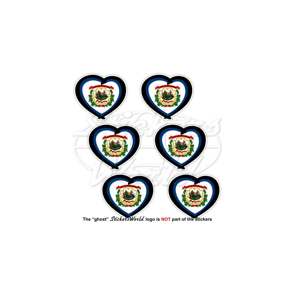 West Virginia Heart Flag, The Mountain State Love Usa 40Mm Stickers, Decals X6 691024830485