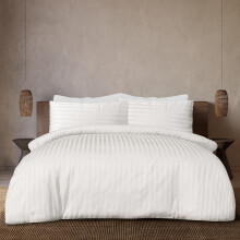 Luxury Satin Stripe Reversible Duvet Cover with Pillowcase