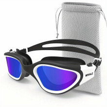 (White-Blue) Swimming Goggles For Men/Women, Anti-Fog Anti-UV Adult Swim Goggles, Swimming Glasses