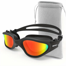 (Black-Red) Swimming Goggles For Men/Women, Anti-Fog Anti-UV Adult Swim Goggles, Swimming Glasses