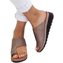 (41 EU, Khaki) Women s Orthopedic Open Toe Leather Sandal Orthopedic Bunion Corrector Sandals for Summer Outdoor Hiking Walking Beach