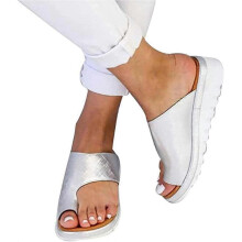 (37 EU, Silver) Women s Orthopedic Open Toe Leather Sandal Orthopedic Bunion Corrector Sandals for Summer Outdoor Hiking Walking Beach