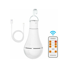 Bec LED de urgență cu telecomandă pentru casă și camping, baterie de rezervă de 1200 mAh cu senzor de amurg-zori, bec de consum red