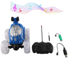 Carro de controle remoto, dupla face, rotação de 360, recarregável, com faróis de LED, carro de corrida elétrico 4WD para crianças (m