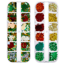 Unieke doe-het-zelf ontwerpen, kerstglitter voor nagels, glitter nagelkunst in de vorm van sneeuwvlokken, kerstboom,