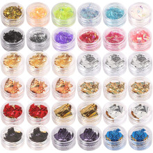 Fulgi de folie metalică pentru nail art, sclipici, paiete neregulate, set de decorațiuni holografice, efect de cristal, fulgi
