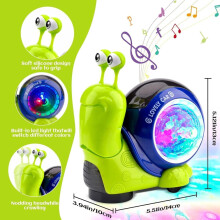 Brinquedo para bebês que engatinham, caracol que engatinha, brinquedo com música e luz, brinquedo educativo para a primeira infância