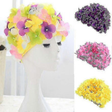 Women Swim Cap Petal Retro 3d Floral Swimming Hat Lady Flowers Bathing Cap well 25-26