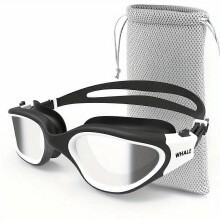 (White-Silvery) Swimming Goggles For Men/Women, Anti-Fog Anti-UV Adult Swim Goggles, Swimming Glasses