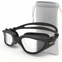 (Black-Silver) Swimming Goggles For Men/Women, Anti-Fog Anti-UV Adult Swim Goggles, Swimming Glasses
