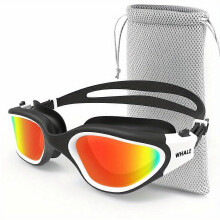 (White-Red) Swimming Goggles For Men/Women, Anti-Fog Anti-UV Adult Swim Goggles, Swimming Glasses