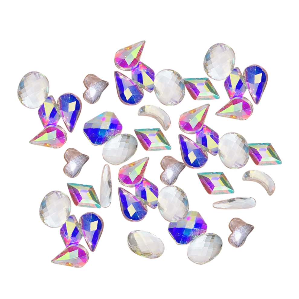 Unleash your creativity with crystal nail gems, mix and match multiple shapes for dazzling party nail art.