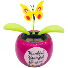Figura de jardim movida a energia solar "Flor Dançante" com vaso colorido, bailarina animada e oscilante para decoração de painel de ca
