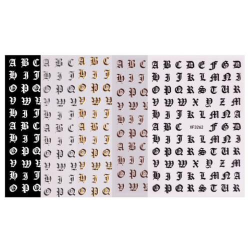Καινοτόμο Old English Nail Art, Εύχρηστα τρισδιάστατα αυτοκόλλητα νυχιών με αλφάβη