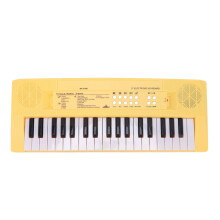 Piano elétrico infantil, 37 teclas, instrumento de aprendizagem, brinquedo com microfone, amarelo