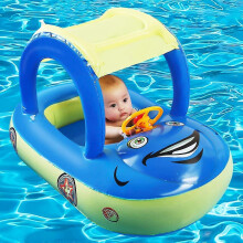 Baby Pool Float with UPF50+ Canopy Car Shaped for Toddlers 6-36 Months