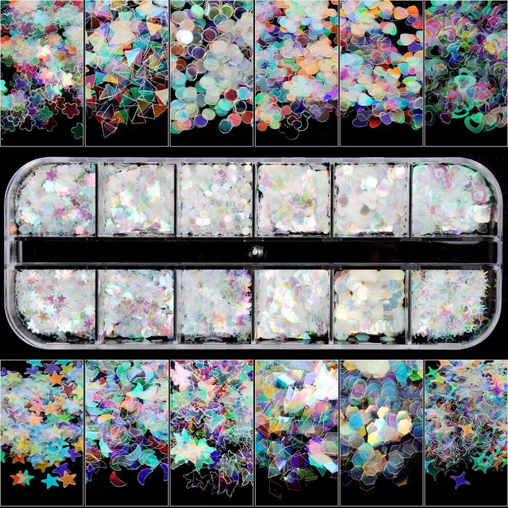 Safe and non-toxic material, long-lasting iridescent sequin design, holographic nail decorations, a unique look for