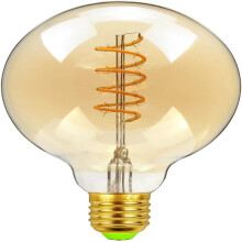 Edison-stil med ravfargede glasspærer, LED-globe i vintage-stil med spiralglødetråd, varmhvit energisparende dimbar pære.