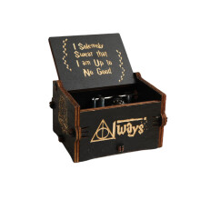 (Estilo 5) Caixa de Música de Madeira Harry Potter Retrô com Manivela e Gravação - Brinquedo Decorativo para o Natal