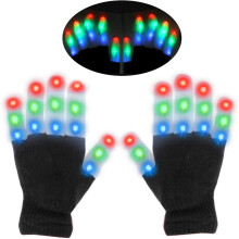 Luvas de LED multicoloridas e piscantes, um presente divertido para crianças de 5 a 10 anos. Feitas de acrílico respirável, elásticas e