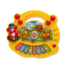 Piano musical amarelo interativo e educativo, livre de BPA, para aprendizado e desenvolvimento lúdicos.
