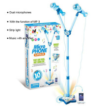 Macchina per karaoke per bambini con canzoni incorporate, microfono per bambini con supporto regolabile, luci di scena lampeggianti, mi