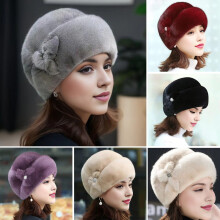 Chapéu de inverno feminino em imitação de vison, dobrável, tamanhos 54–58cm