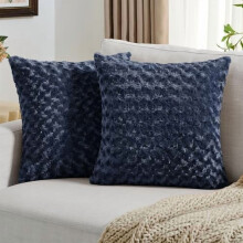 Housses de coussin bleu marine à motif rose, 45 x 45 cm, lot de 2