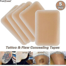 5-Pack Breathable Tattoo Blemish Concealing Tape, Scar Blemish Hiding Tape Sticker, Tattoo Cover and Skin Shield Coverlight Skin Tone