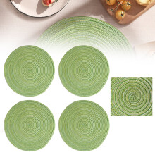 Set van 4 ronde placemats, 38 cm, gevlochten katoen