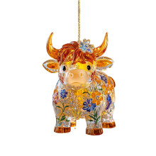 Colgante de vaca colorido de acrílico 2D, decoración para jardín y ventana