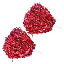 Pompons de pom-pom girl à effet métallisé, lot de 2, rouges