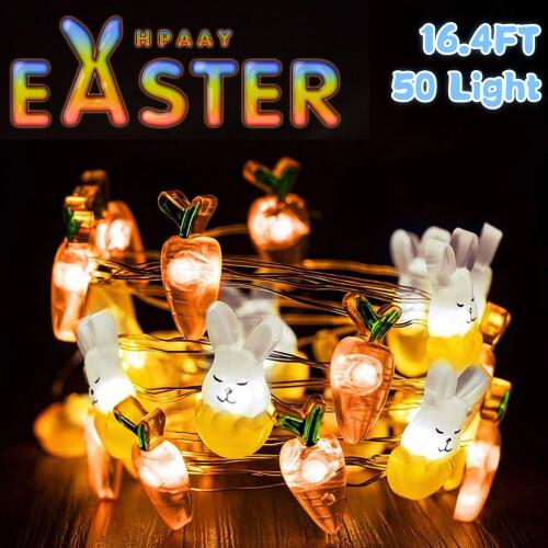 Påskeharelyslenke – 20 LED, batteridrevet