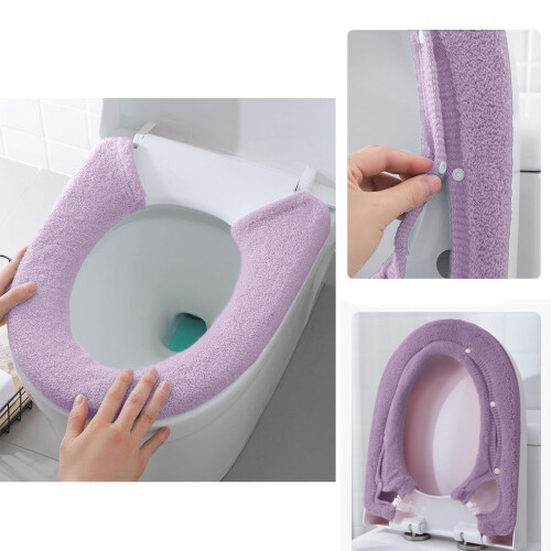 Housse de siège de toilette violette – Douce, chaude, lavable, taille adaptée
