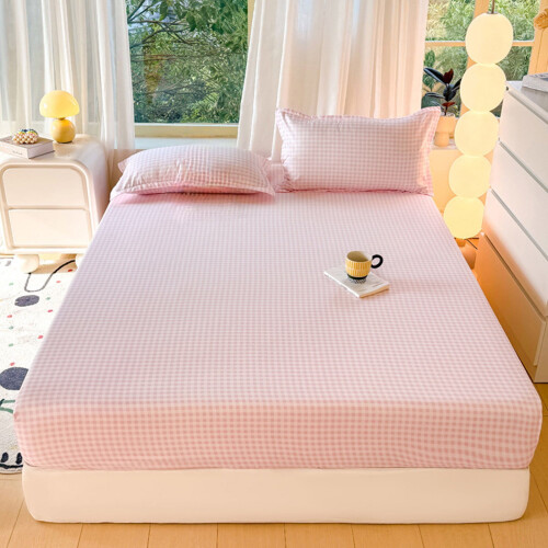 Drap-housse Queen rose clair 150 x 200 cm en polyester