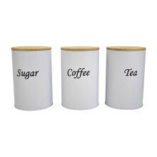 Boîtes de cuisine en fer blanc avec couvercles en bambou (lot de 3)
